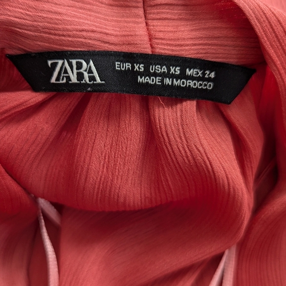 Zara Oversized Coral Satin V-Neck Fairycore Midi Maxi Kimono Dress Size XS - Picture 8 of 11